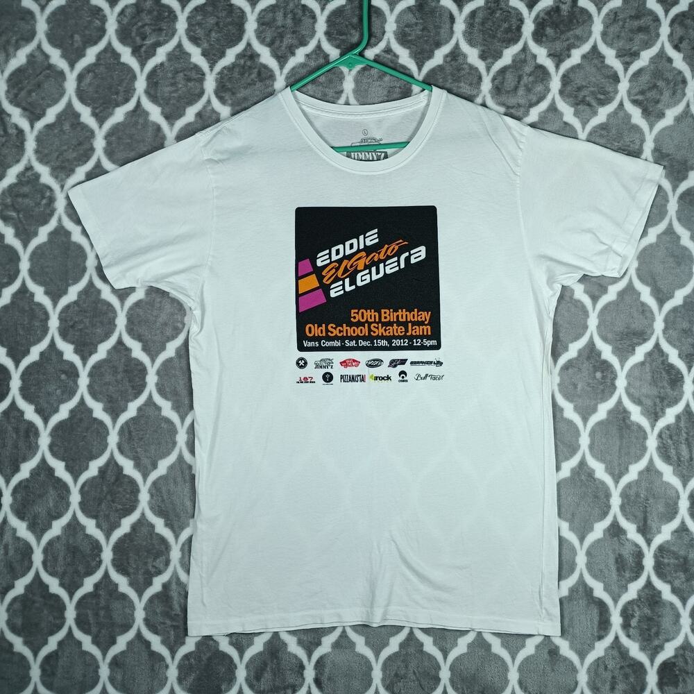 Eddie El Gato Elguera Skate‎ Jam Large 2012 T Shirt Jimmy Z White